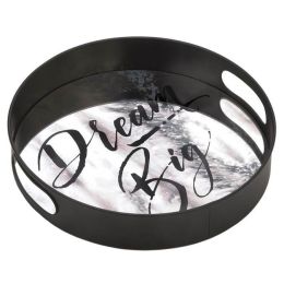 Dream Big Round Mirrored Metal Tray (Size: 2 inches)