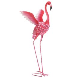 Flying Flamingo Metal Garden Decor (Size: 37.5 inches)