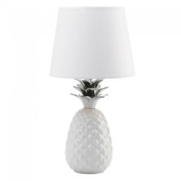 White Pineapple Lamp with Leaves (Color: Silver)