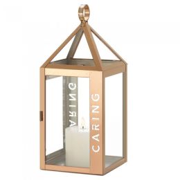 Rose Gold Stainless Steel Caring Lantern - (Size: 7.5 inches)