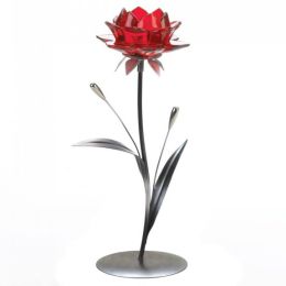 Romantic Red Flower Candle Holder (option: Single)