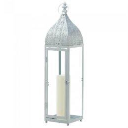 Silver Moroccan-Style Candle Lantern (Size: 24 inches)