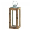 Square Wood Candle Lantern with Metal Top