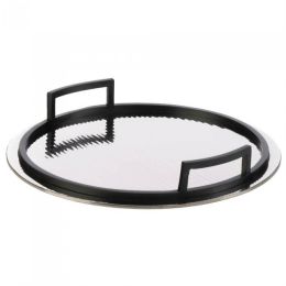 Rippled Mirrored Aluminum Serving Tray (option: Circle)