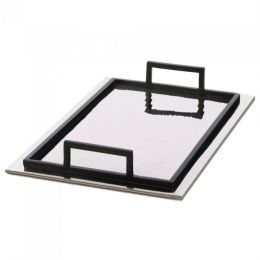 Rippled Mirrored Aluminum Serving Tray (option: Rectangle)