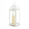Country White Open Top Metal Candle Lantern
