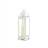 Country White Open Top Metal Candle Lantern