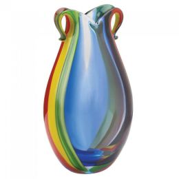 Art Glass Vase (option: Rainbow Stripes)