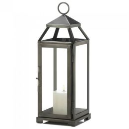 Brushed Candle Lantern (Color: Pewter, Size: 16 inches)