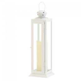 Star Cutouts White Square Candle Lantern (Size: 12 inches)