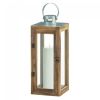 Square Wood Candle Lantern with Metal Top