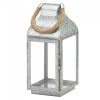 Galvanized Metal Candle Lantern with Rope Handle