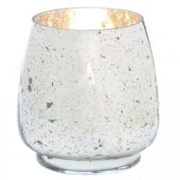 Distressed Silver Mercury Glass Candle Holder (Size: 6.5 inches)