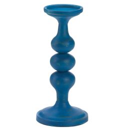 Artisan Wood Candle Holder (Color: Carmona Blue)