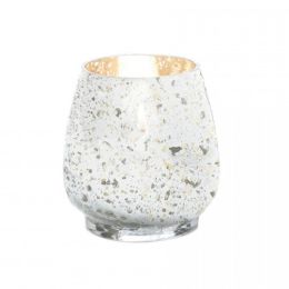 Distressed Silver Mercury Glass Candle Holder (Size: 4.5 inches)